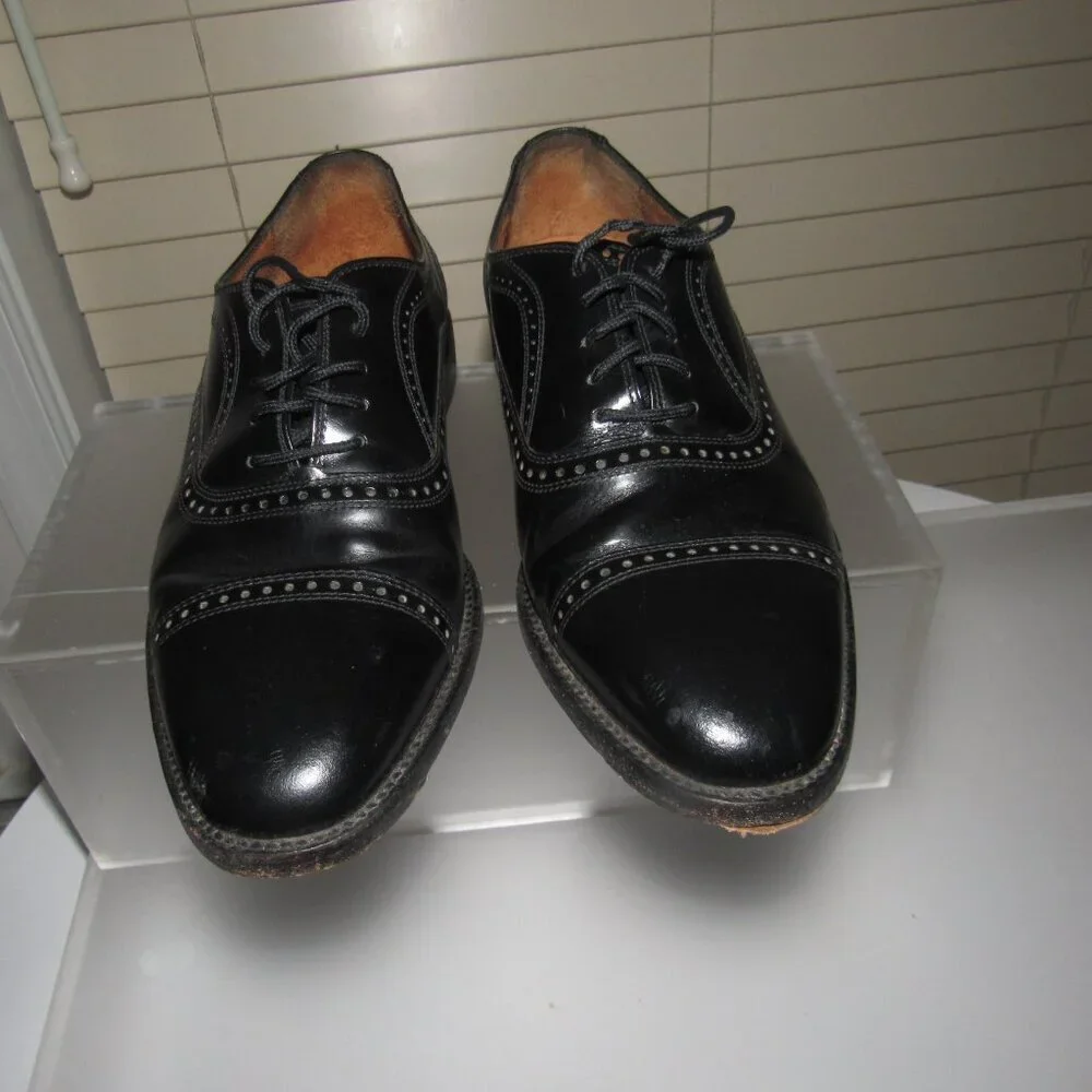 Giorgio Brutini 52545 Black Leather Cap Toe Brogue Oxfords | Men’s Size 8D
